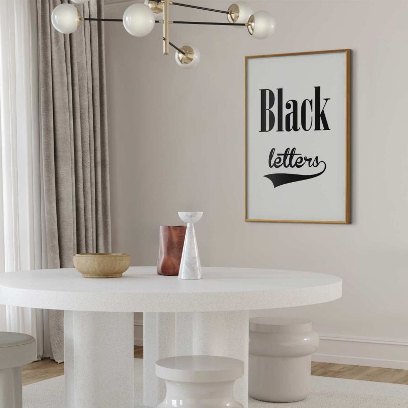 Plakat Artgeist Black letters 21x30 cm med guldramme, 1 stk