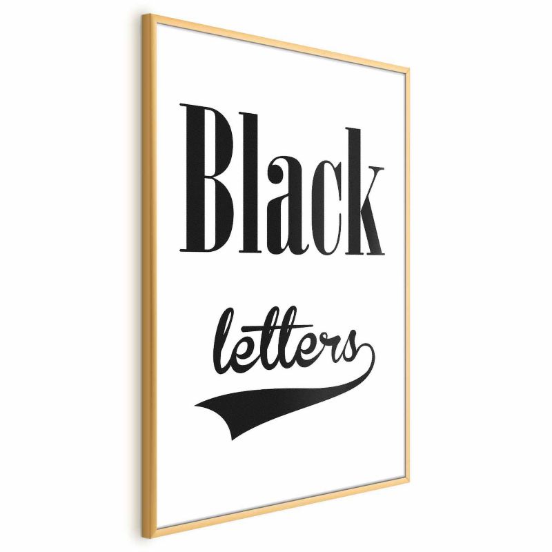 Artgeist plakat Black letters 60 x 90 cm med guldramme, 1 stk