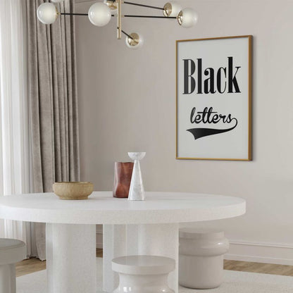 Artgeist plakat Black letters 60 x 90 cm med guldramme, 1 stk