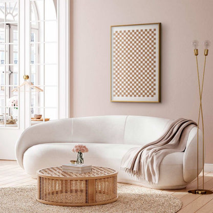 Artgeist plakat brun geometri 60 x 90 cm med gyldent ramme, 1 stk