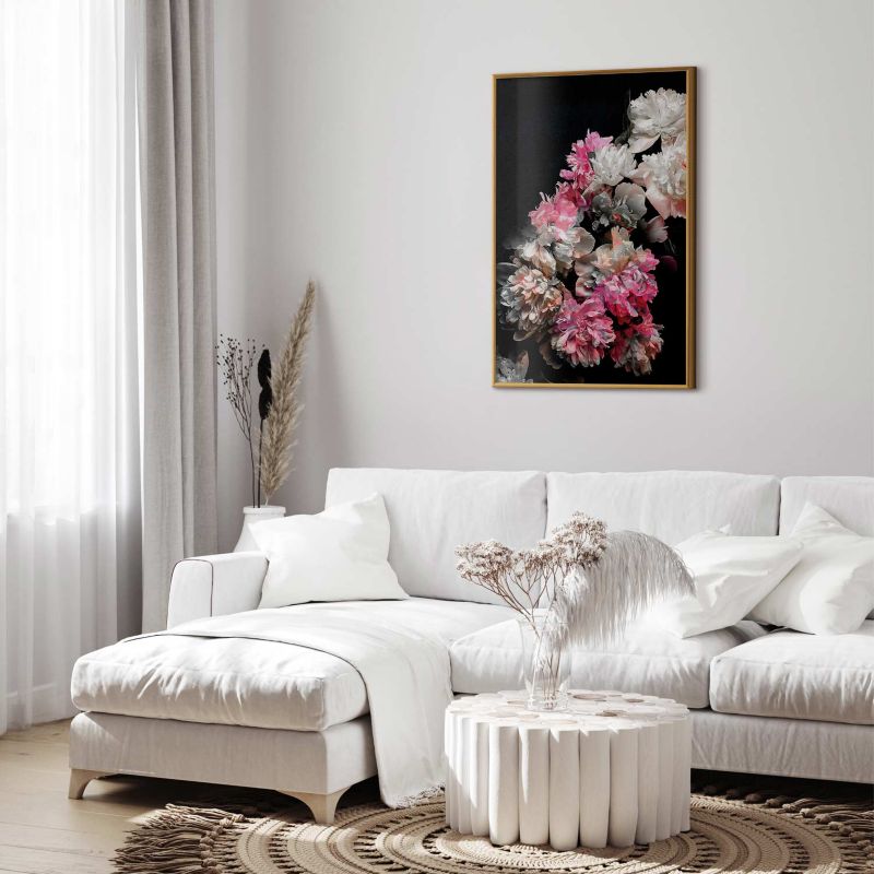 Artgeist plakat Buket i mørket 60x90 cm med gylden ramme 1 stk