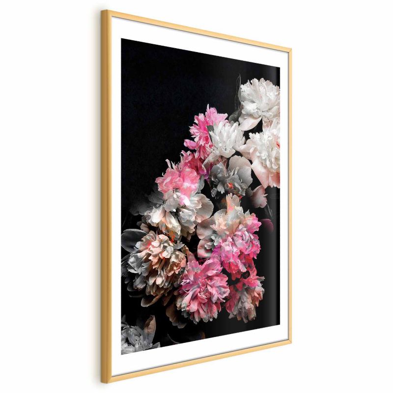 Artgeist plakat Buket i mørket 60x90 cm med gyldent ramme, 1 stk