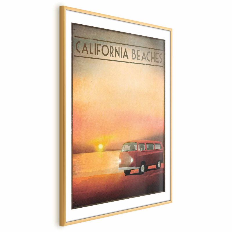 Artgeist California Beaches plakat 29,7 x 42 cm med guldramme, 1 stk