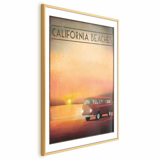 Artgeist California Beaches plakat 29,7 x 42 cm med guldramme, 1 stk