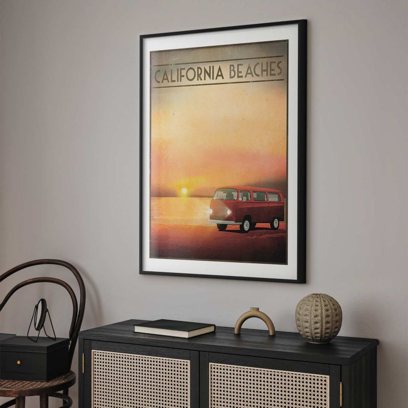 Artgeist California Beaches plakat 60 x 90 cm med sort ramme, 1 stk