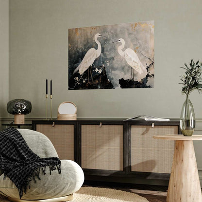 Plakat Artgeist hejrer og kirsebærblomster 60 x 40 cm uden ramme, 1 stk