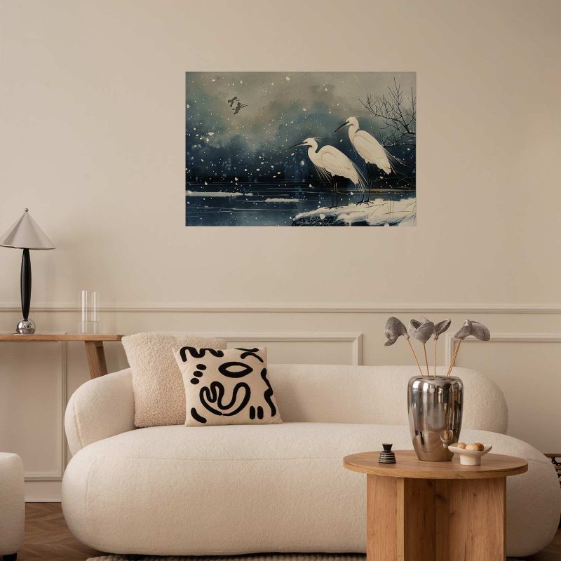 Artgeist plakat hejrer ved dammen 60 x 40 cm uden ramme, 1 stk