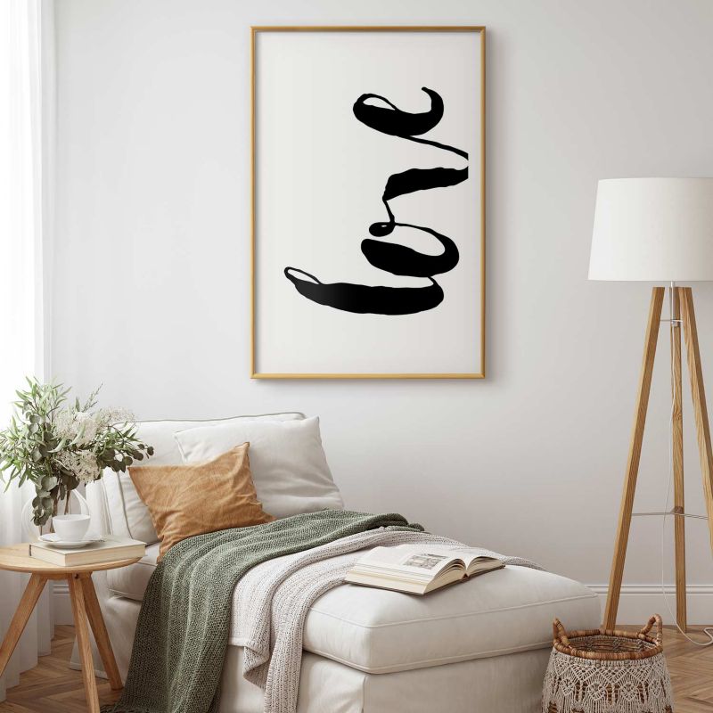Artgeist plakat Sort kærlighed 60x90 cm med guldramme, 1 stk
