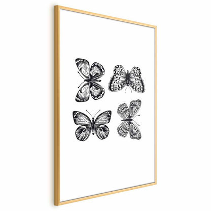 Plakat Artgeist Fire sommerfugle 21x30 cm med guldramme 1 stk