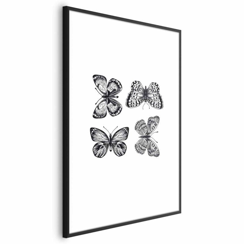 Artgeist plakat fire sommerfugle 40x60 cm med sort ramme, 1 stk