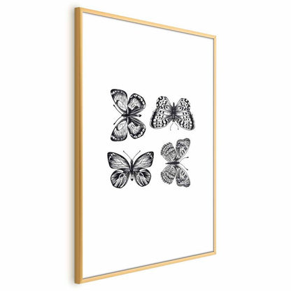 Artgeist plakat fire sommerfugle 60 x 90 cm med guldramme, 1 stk