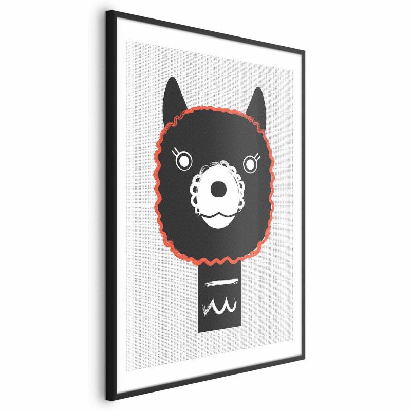 Artgeist dekorativt plakat med alpaka 60 x 90 cm i sort ramme, 1 stk