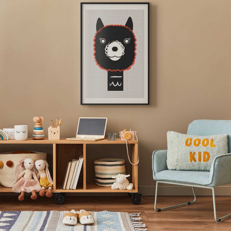 Artgeist dekorativt plakat med alpaka 60 x 90 cm i sort ramme, 1 stk