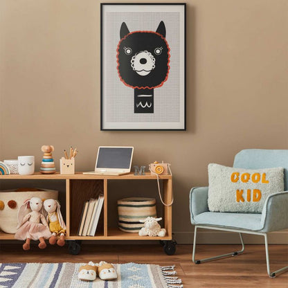 Artgeist dekorativt plakat med alpaka 60 x 90 cm i sort ramme, 1 stk