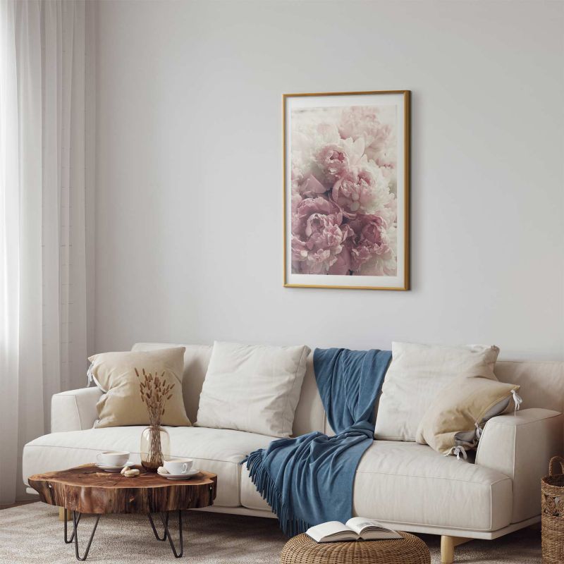 Artgeist plakat Delikate pæoner 29,7x42 cm med guldramme, 1 stk