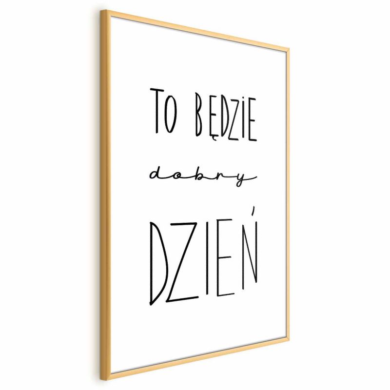 Artgeist plakat God dag 21x30 cm med gyldent ramme, 1 stk