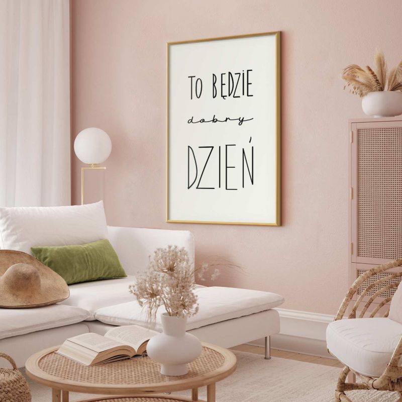 Artgeist plakat God dag 21x30 cm med gyldent ramme, 1 stk