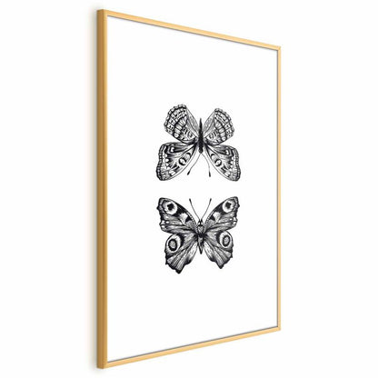 Artgeist plakat to sommerfugle 21 x 30 cm med guldramme, 1 stk