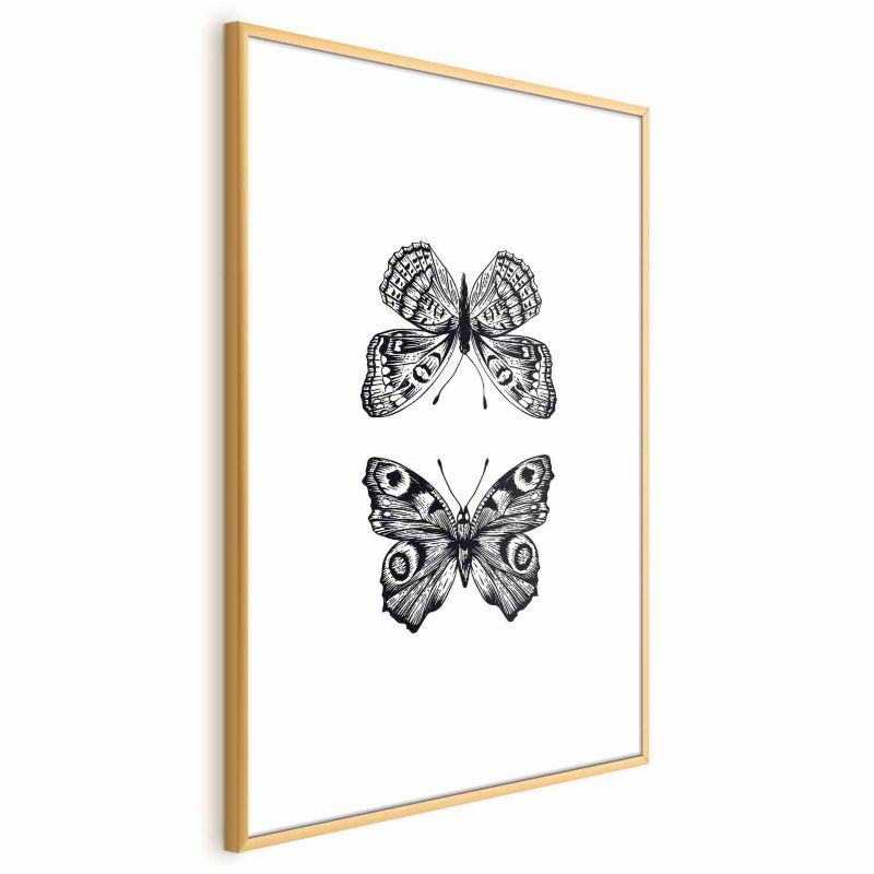 Artgeist plakat to sommerfugle 29,7x42 cm med guldramme, 1 stk