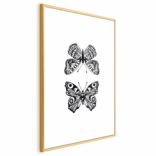 Artgeist plakat to sommerfugle 40 x 60 cm med guldramme, 1 stk