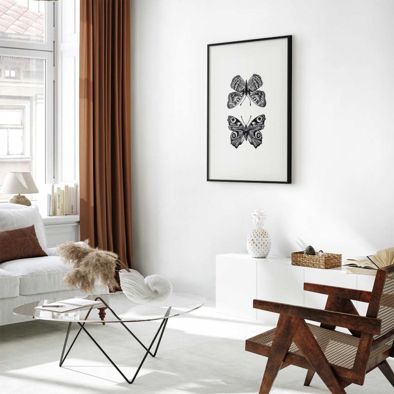 Artgeist plakat to sommerfugle 60 x 90 cm med sort ramme, 1 stk