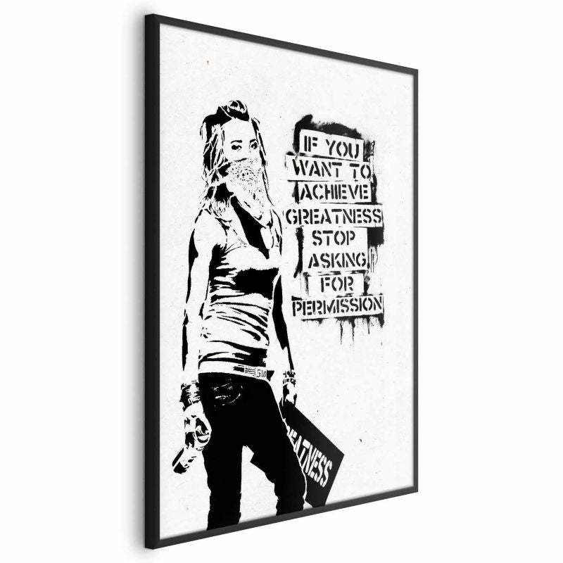 Artgeist plakat pige med graffiti 21 x 30 cm med sort ramme, 1 stk