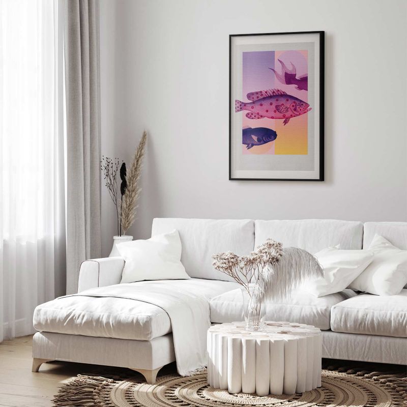 Artgeist plakat fantasifulde fisk 60 x 90 cm med sort ramme, 1 stk