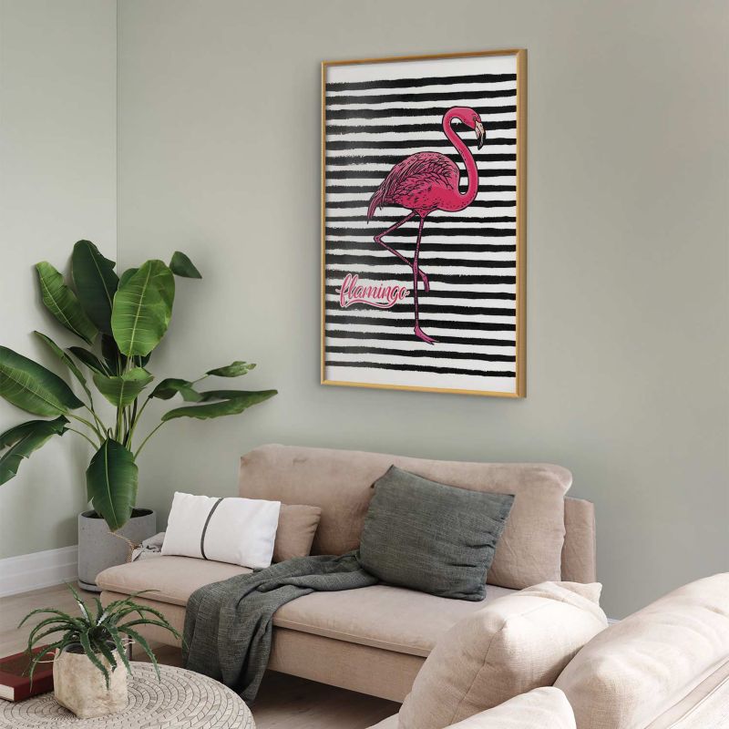 Artgeist flamingo plakat 60 x 90 cm med guldramme, 1 stk