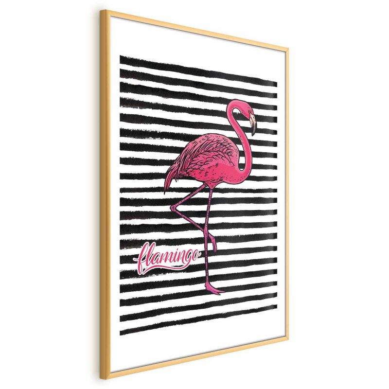 Artgeist flamingo plakat 60 x 90 cm med guldramme, 1 stk