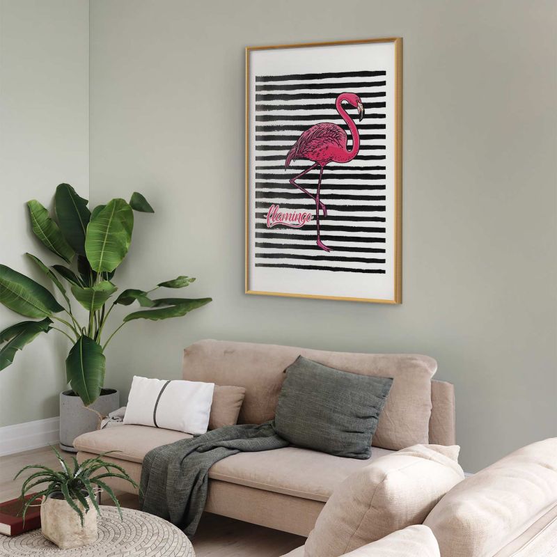 Artgeist flamingo plakat 60 x 90 cm med guldramme, 1 stk