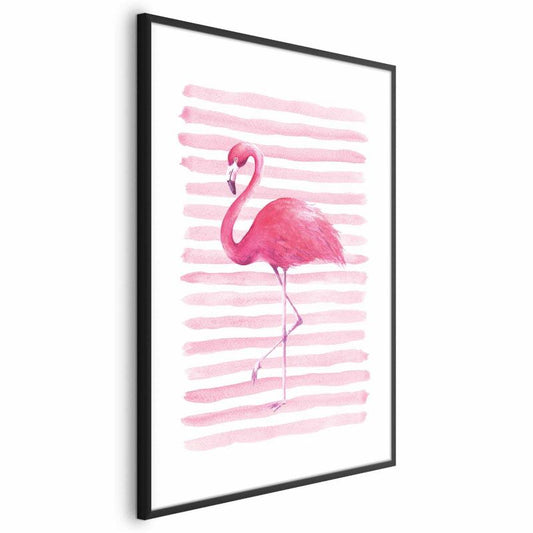 Artgeist flamingo og striber plakat 60 x 90 cm med sort ramme, 1 stk