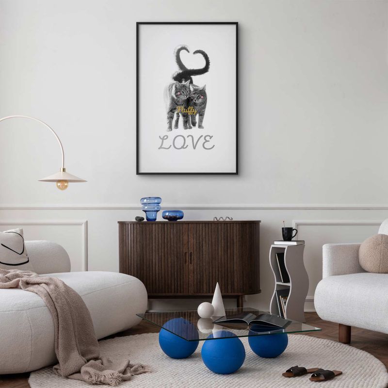 Artgeist Fluffy Love plakat 60x90 cm med sort ramme, 1 stk