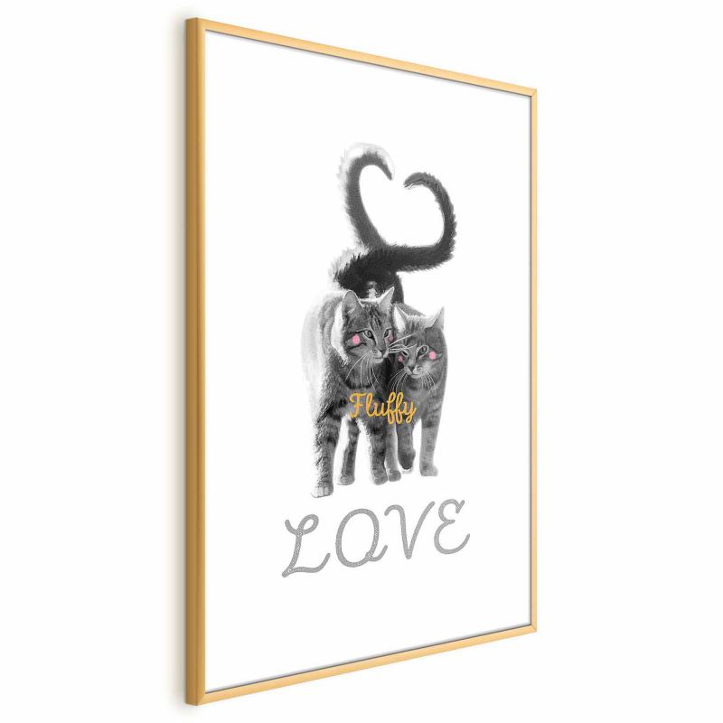Artgeist Fluffy Love plakat 60 x 90 cm med guldramme, 1 stk