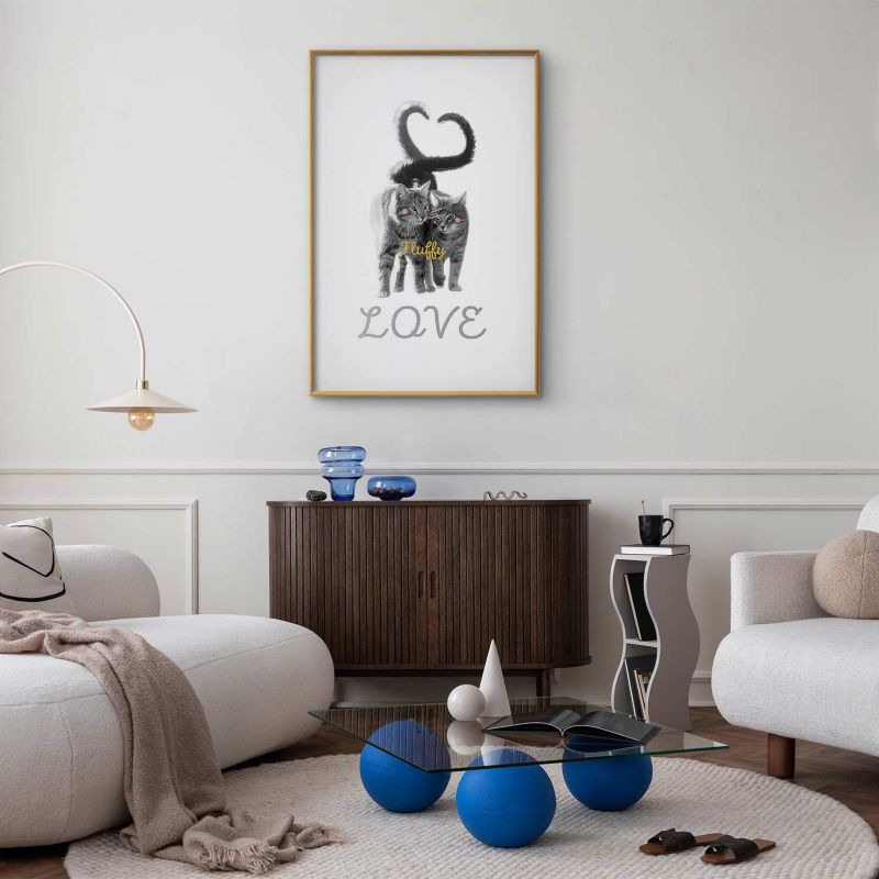 Artgeist Fluffy Love plakat 60 x 90 cm med guldramme, 1 stk