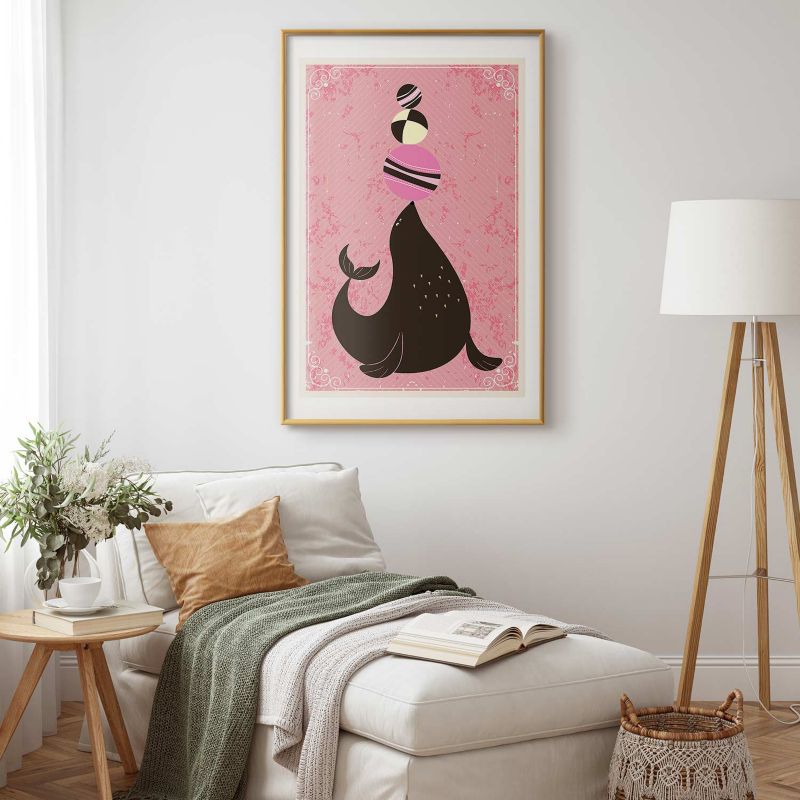 Artgeist plakat sæl 29,7 x 42 cm med guldramme, 1 stk