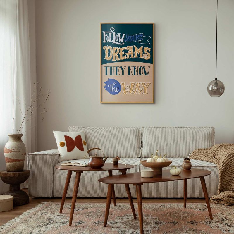 Artgeist Follow plakat 60x90 cm med guldramme, 1 stk