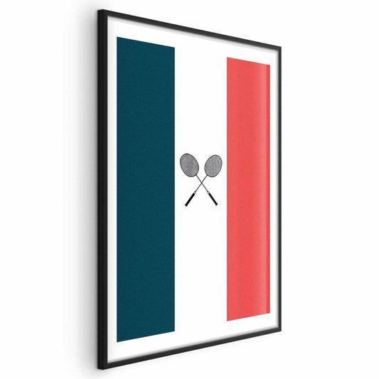 Plakat Artgeist Frankrig og badminton 21x30 cm med sort ramme, 1 stk
