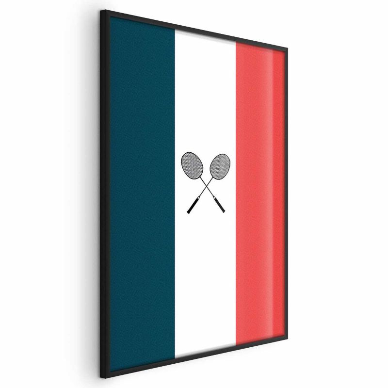 Plakat Artgeist Frankrig og badminton 29,7 x 42 cm med sort ramme, 1 stk