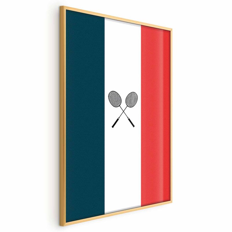 Plakat Artgeist Frankrig og badminton 40x60 cm med guldramme, 1 stk
