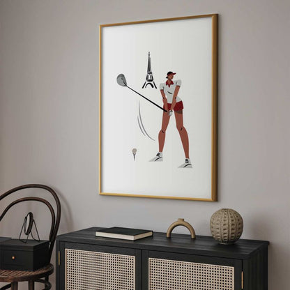 Plakat Artgeist fransk golfspiller 40x60 cm med guldramme, 1 stk