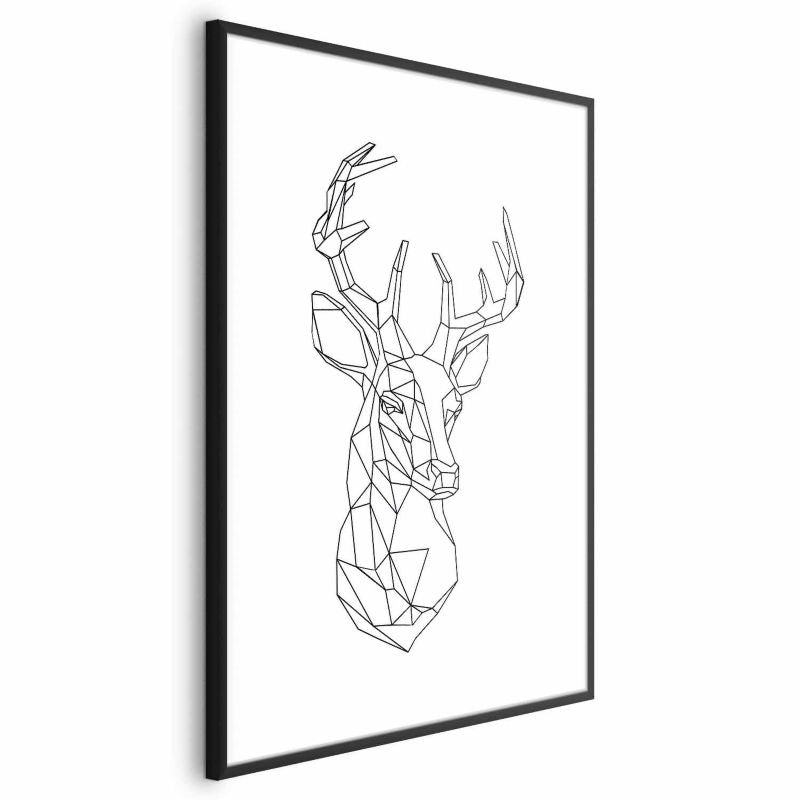 Artgeist plakat geometrisk hjort 40x60 cm med sort ramme, 1 stk