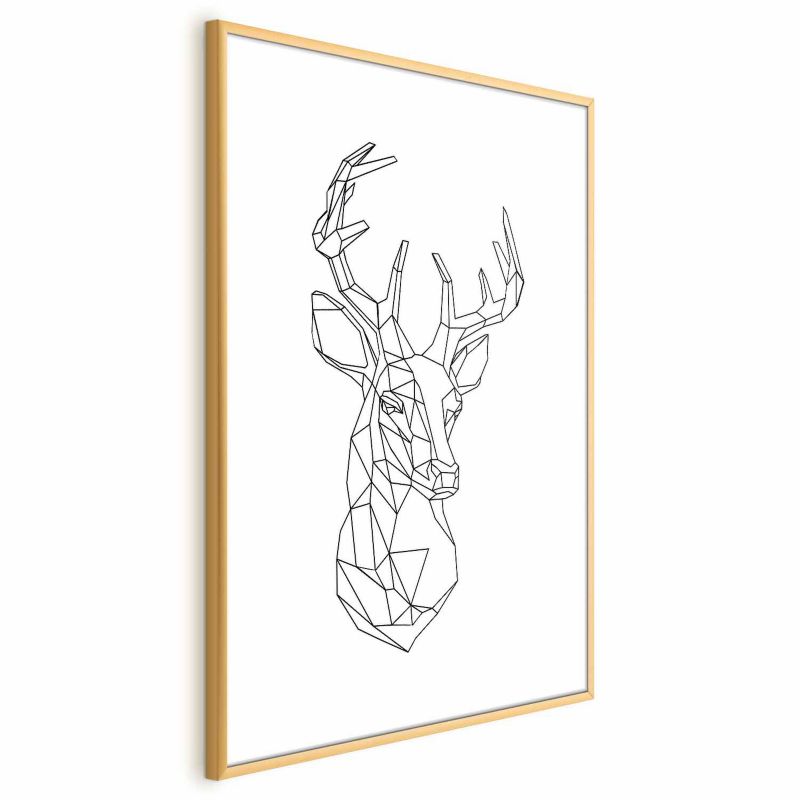 Artgeist plakat geometrisk hjort 60 x 90 cm med guldramme, 1 stk