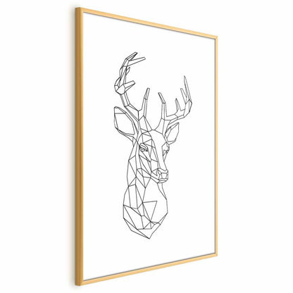 Artgeist plakat geometrisk hjort 60 x 90 cm med guldramme, 1 stk