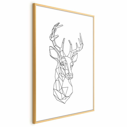 Artgeist plakat geometrisk hjort 60 x 90 cm med guldramme, 1 stk