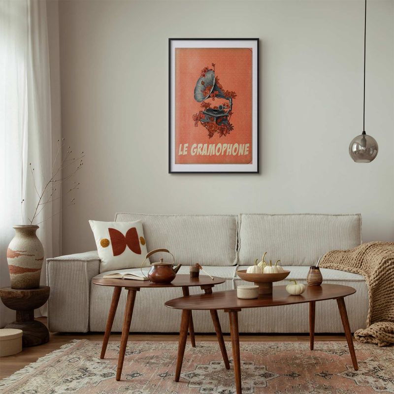 Artgeist gramofon plakat 21 x 30 cm med sort ramme, 1 stk