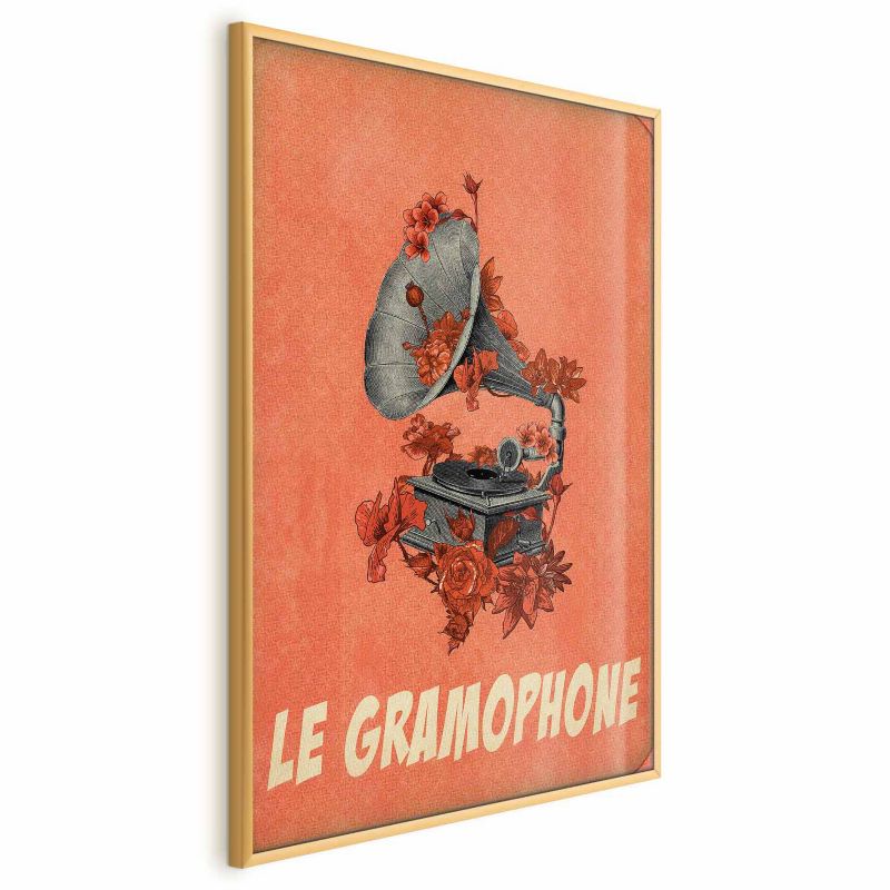 Artgeist Gramofon plakat 60 x 90 cm med guldramme, 1 stk