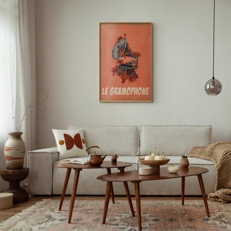 Artgeist Gramofon plakat 60 x 90 cm med guldramme, 1 stk