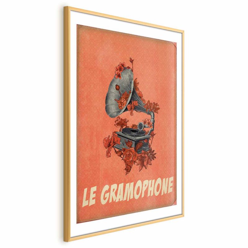 Artgeist Gramofon plakat 60 x 90 cm med guldramme, 1 stk