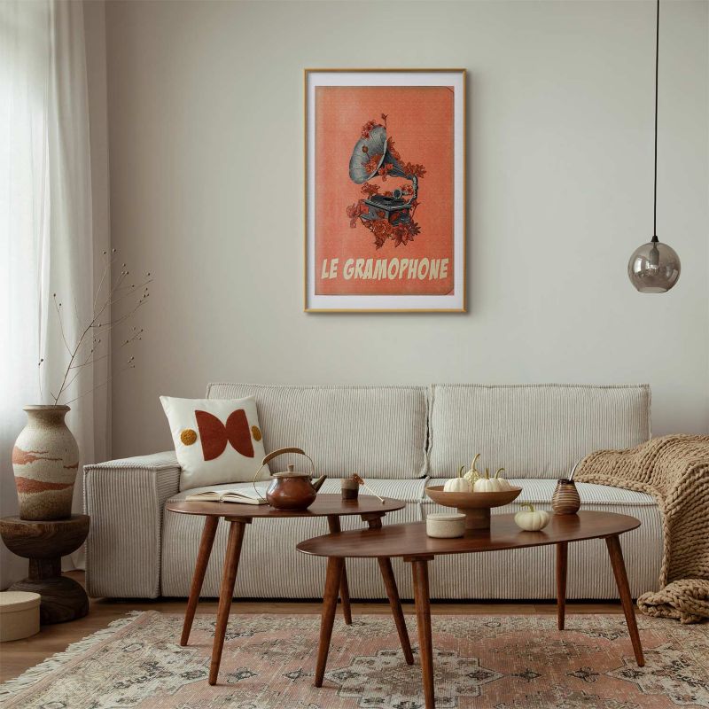 Artgeist Gramofon plakat 60 x 90 cm med guldramme, 1 stk