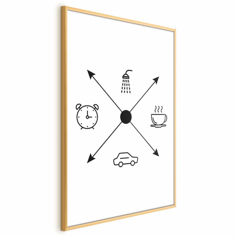 Artgeist plakat dagsplan 60 x 90 cm med guldramme, 1 stk